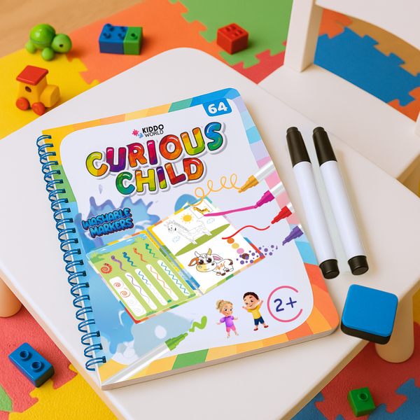Curious Child Colours – Píš a zotri zošit na učenie písania, na viacnásobné použitie (64 strán, 2–5 rokov)