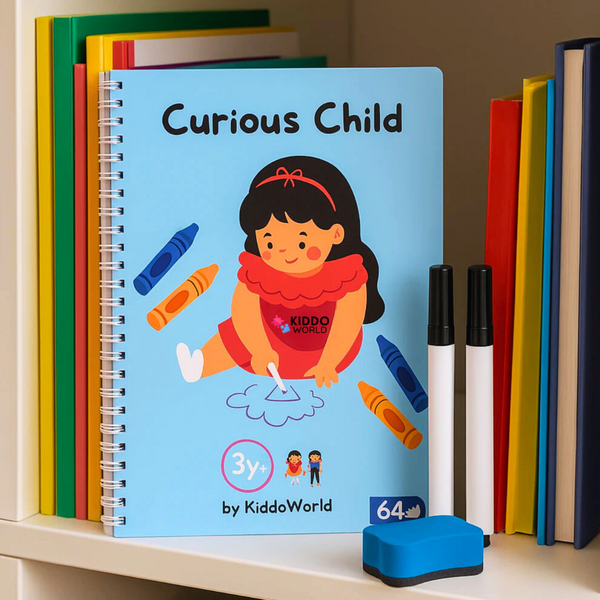 Curious Child – Píš a zmaž zošit na učenie písania, opakovane použiteľný (64 strán, 3–6 rokov)