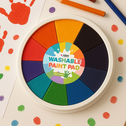 Farebná paletka s 12 rôznymi farbami, na maľovanie prstami (1+ rok)