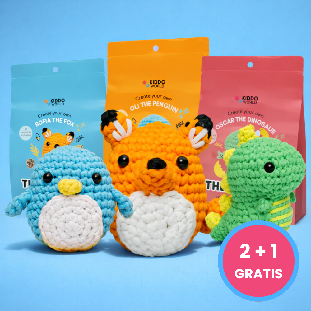 Set 3 háčkovacích sád pre začiatočníkov | Oli, Sofia a Oscar