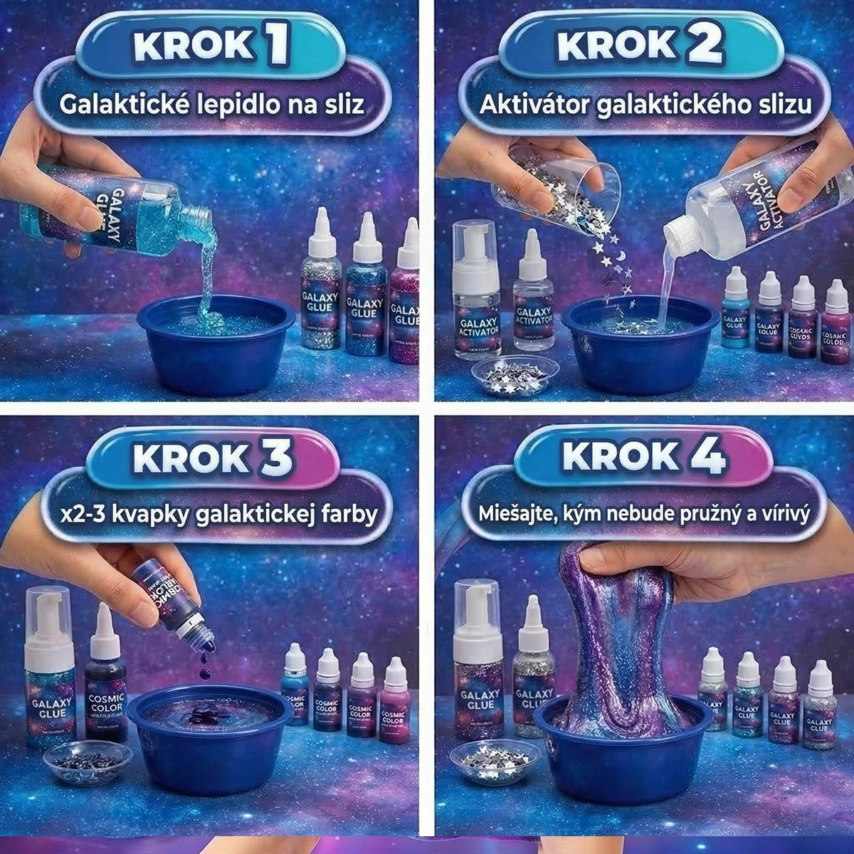 Galaxy Slime Kit | Senzorická STEM hra | pre deti 4+