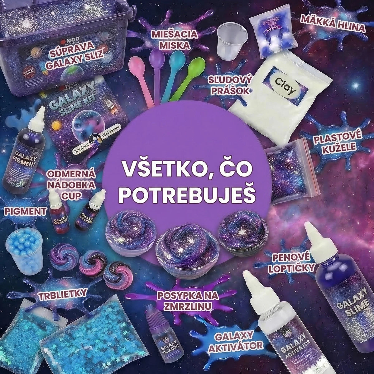 Galaxy Slime Kit | Senzorická STEM hra | pre deti 4+