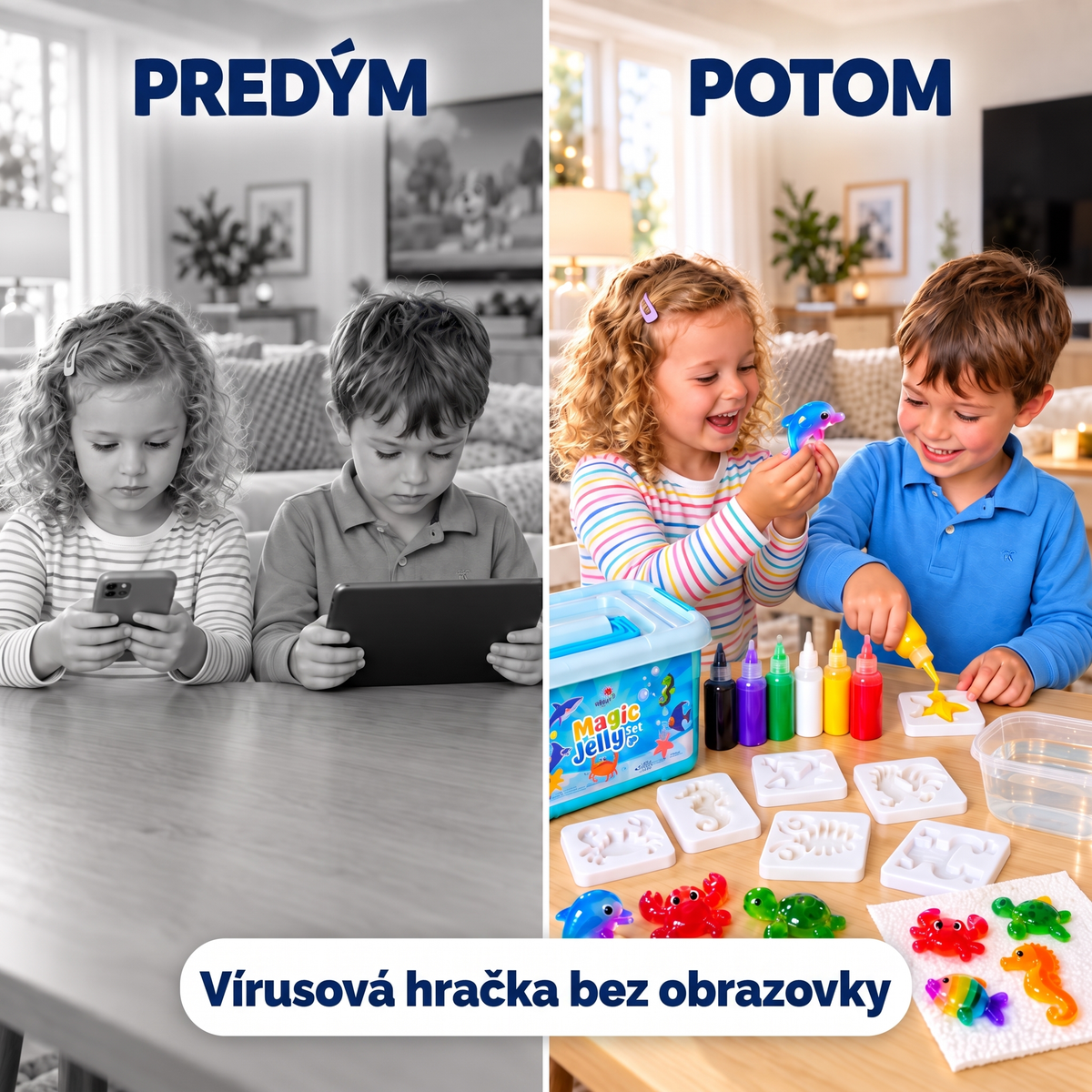 Magic Water Squishies – 3× kreatívna súprava na výrobu 3D figúrok | Morský svet, Farma a Džungľa | 3+ rokov
