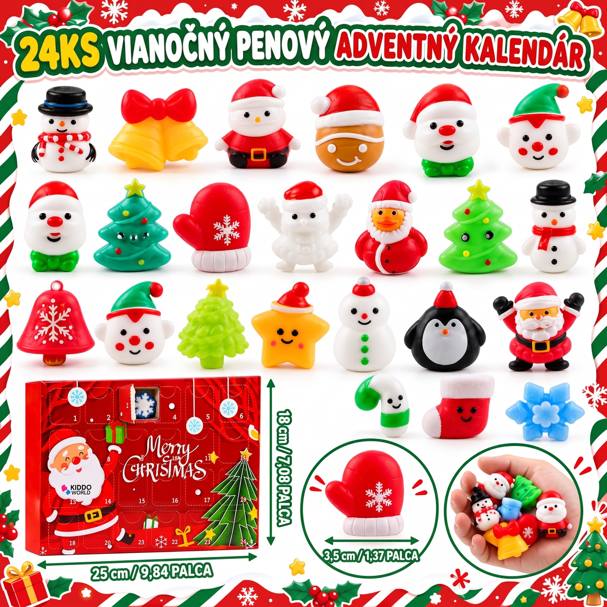 Vianočný Squishy adventný kalendár – 24 tajomných Squishy hračiek (3+ roky)