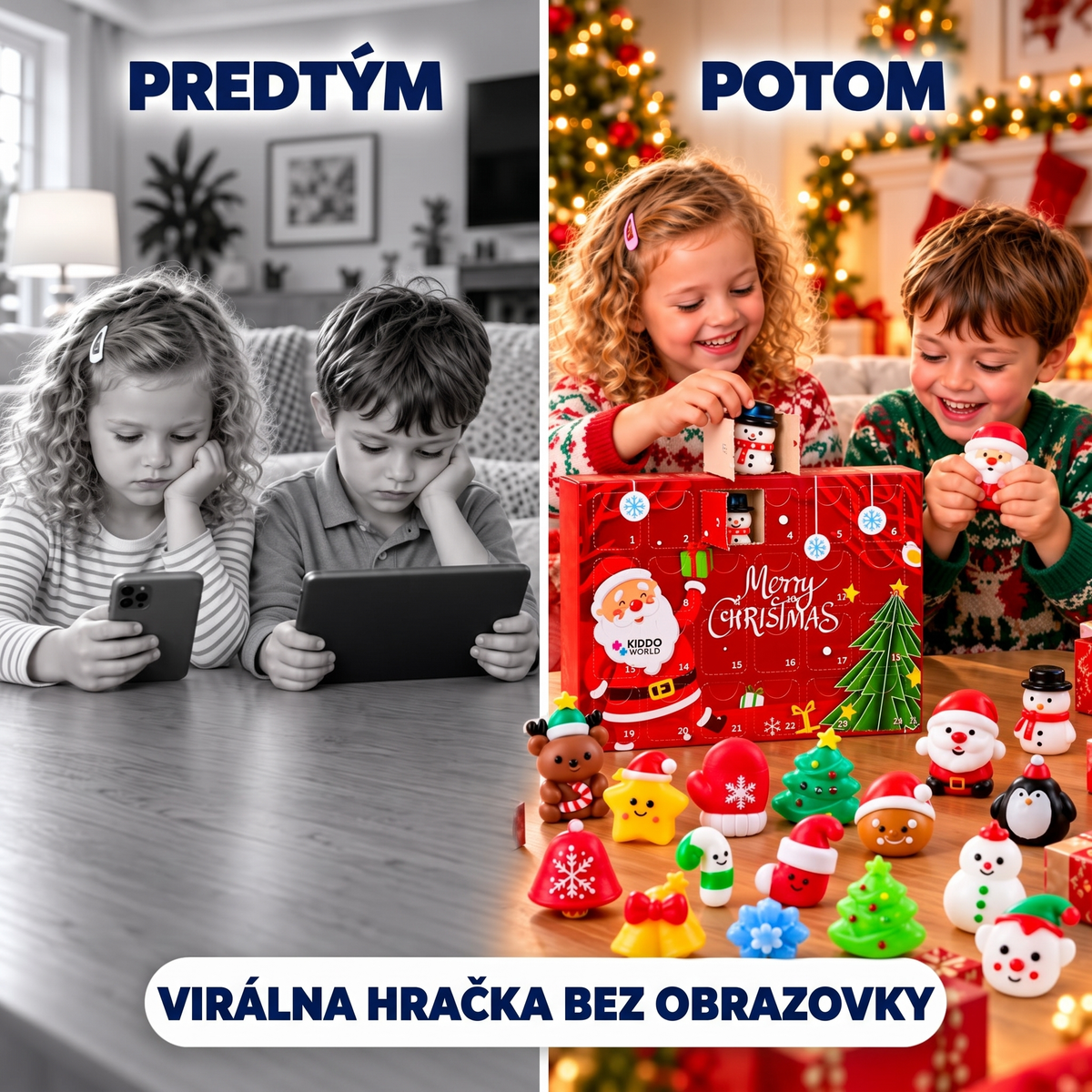Vianočný Squishy adventný kalendár – 24 tajomných Squishy hračiek (3+ roky)