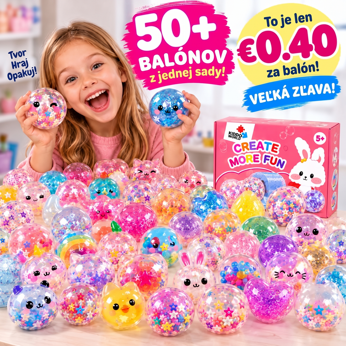 Nano Tape Bubble Squishies – Kreatívna 41-dielna súprava (4+ rokov)