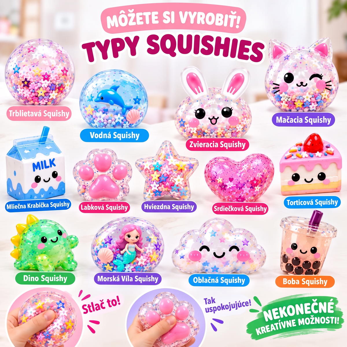Nano Tape Bubble Squishies – Kreatívna 41-dielna súprava (4+ rokov)