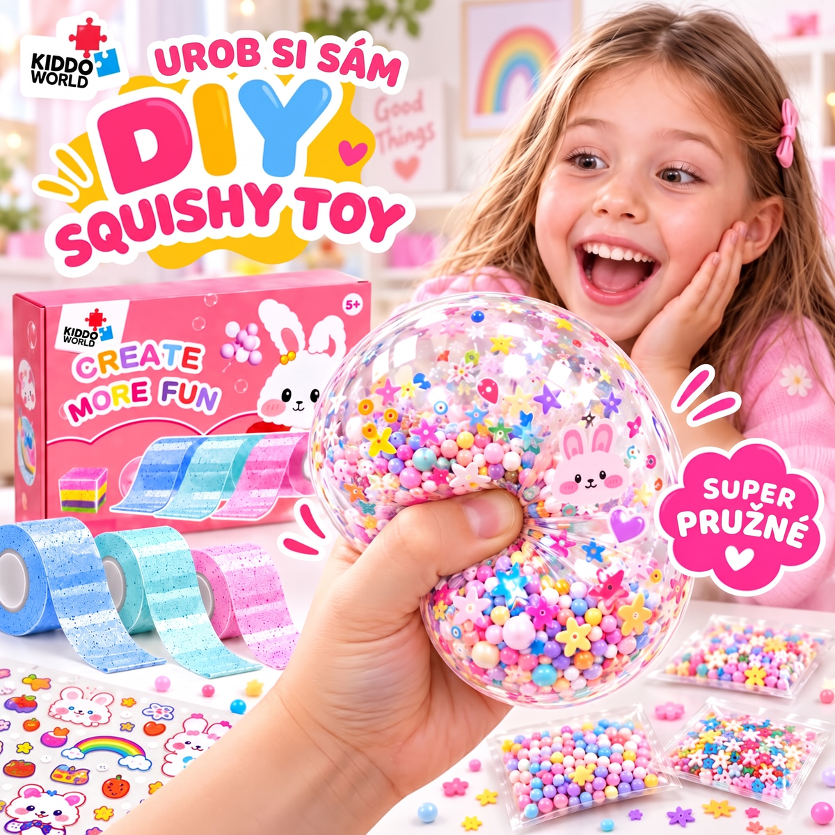 Nano Tape Bubble Squishies – Kreatívna 41-dielna súprava (4+ rokov)