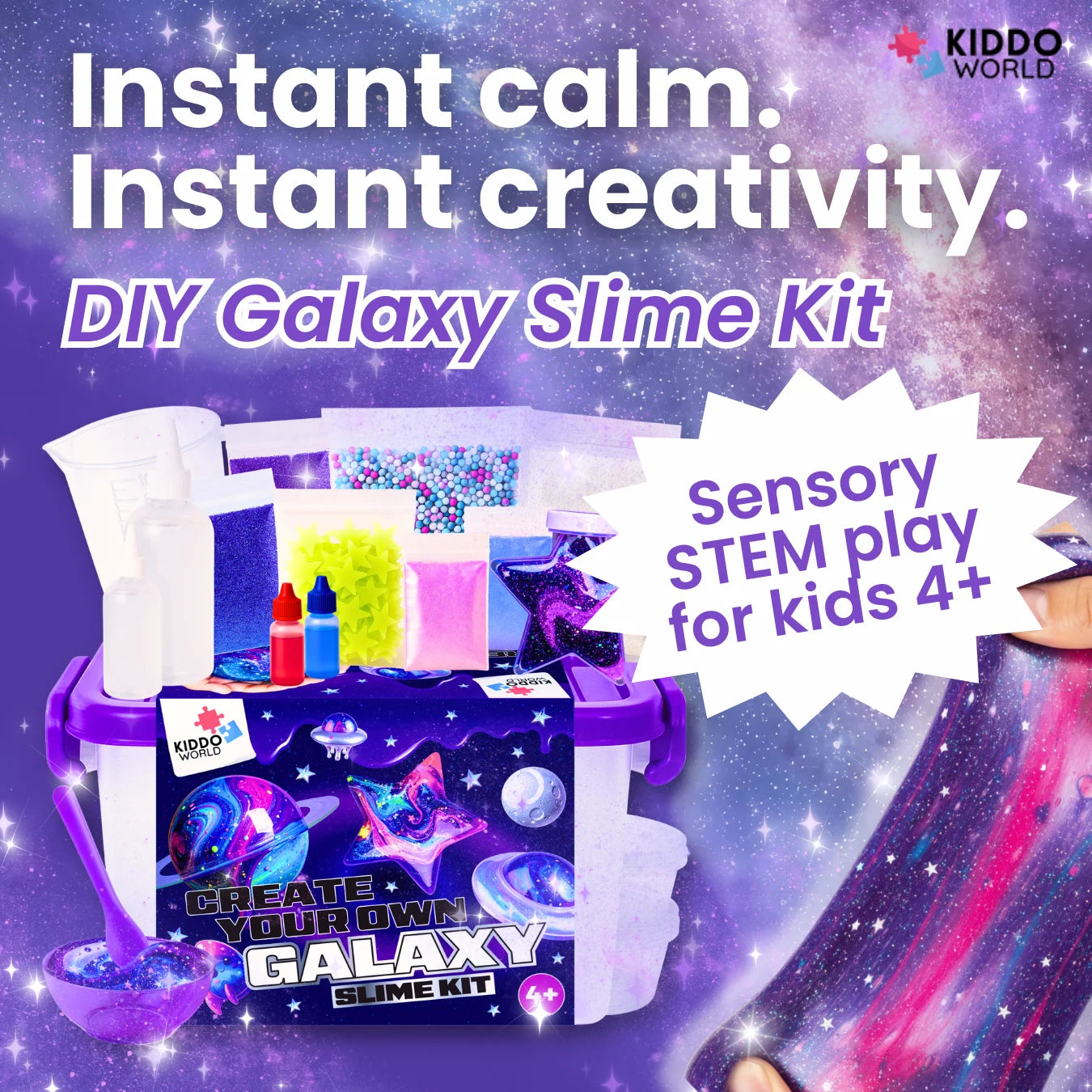 Galaxy Slime – vytvor si trblietavý vesmírny slime, ktorý svieti v tme! (4+ roky)